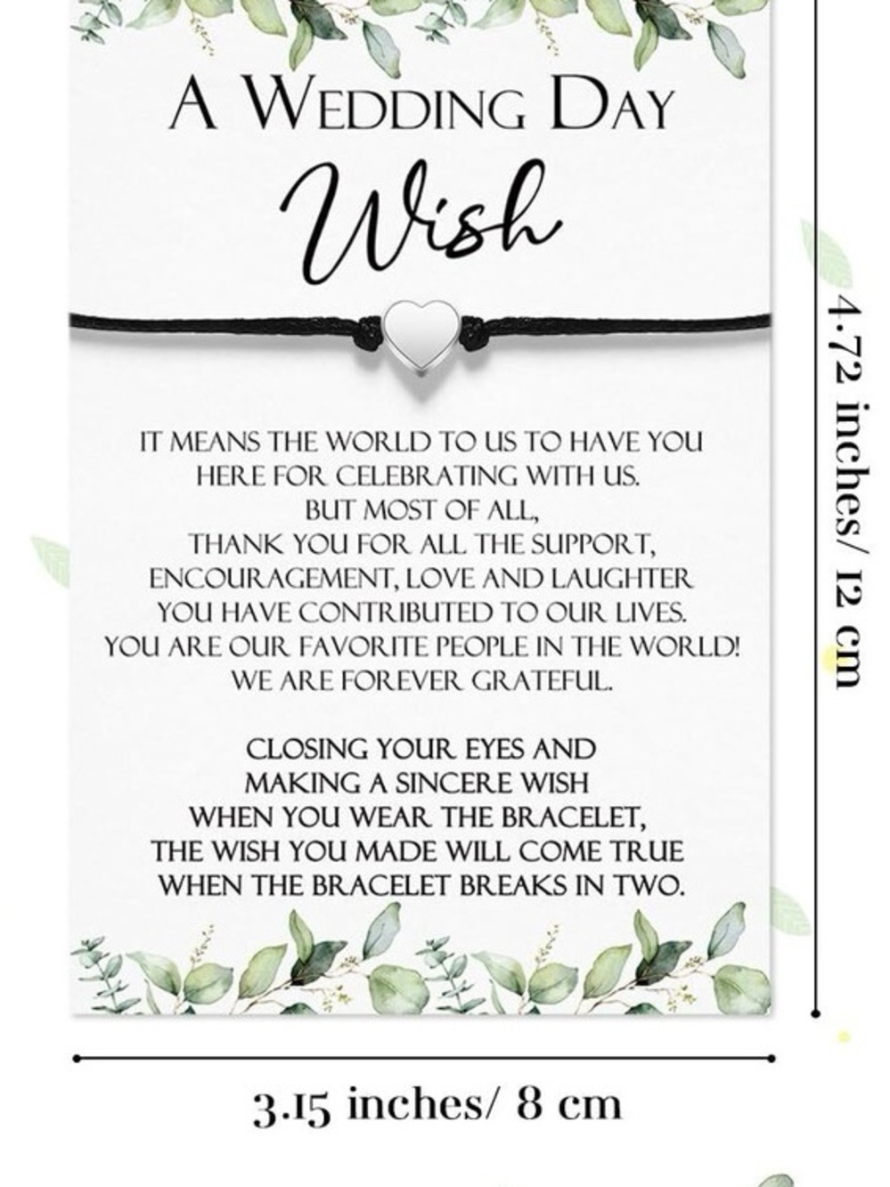 Set of 2 Wedding Wish Bracelet Set with Silver Heart Charm